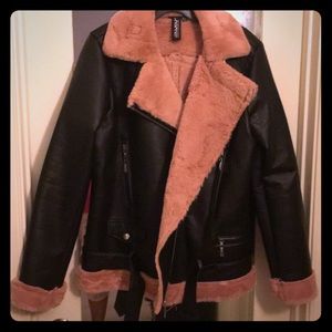 New bike bomber jacket pink faux fur lining.